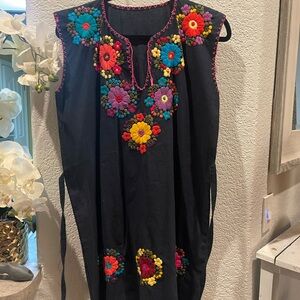 Colorful Embroidered Black Tunic cultural hand embroidered